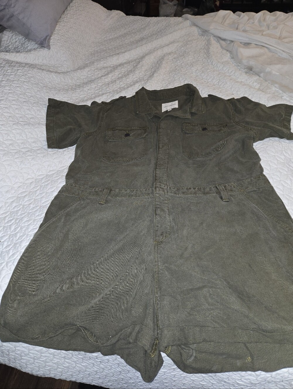 Lucky Brand Olive Green Short-Sleeve Button-Front Utility Shirt